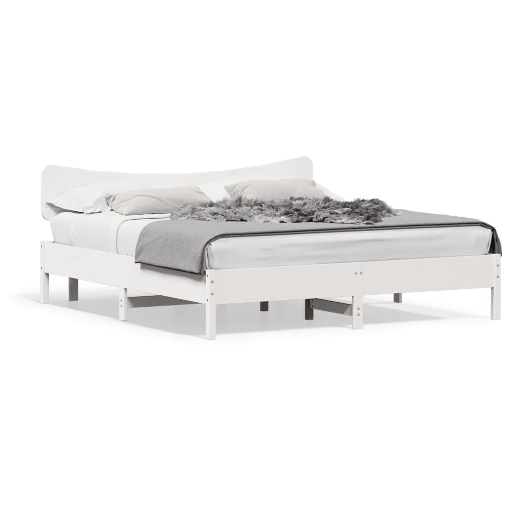 Cadre de lit sans matelas blanc 160x200 cm bois de pin massif - XIOS