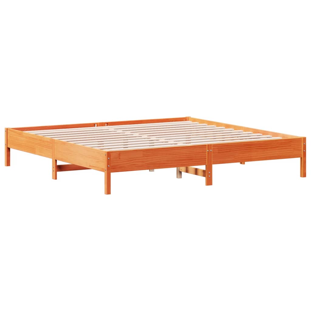 Cadre de lit sans matelas cire marron 160x200cm bois pin massif
