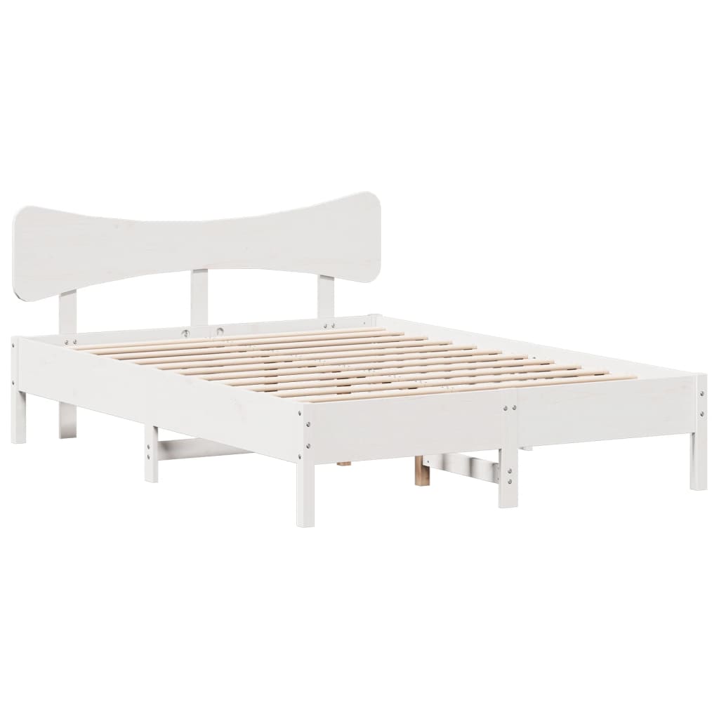 Cadre de lit sans matelas blanc 150x200 cm bois de pin massif - XIOS