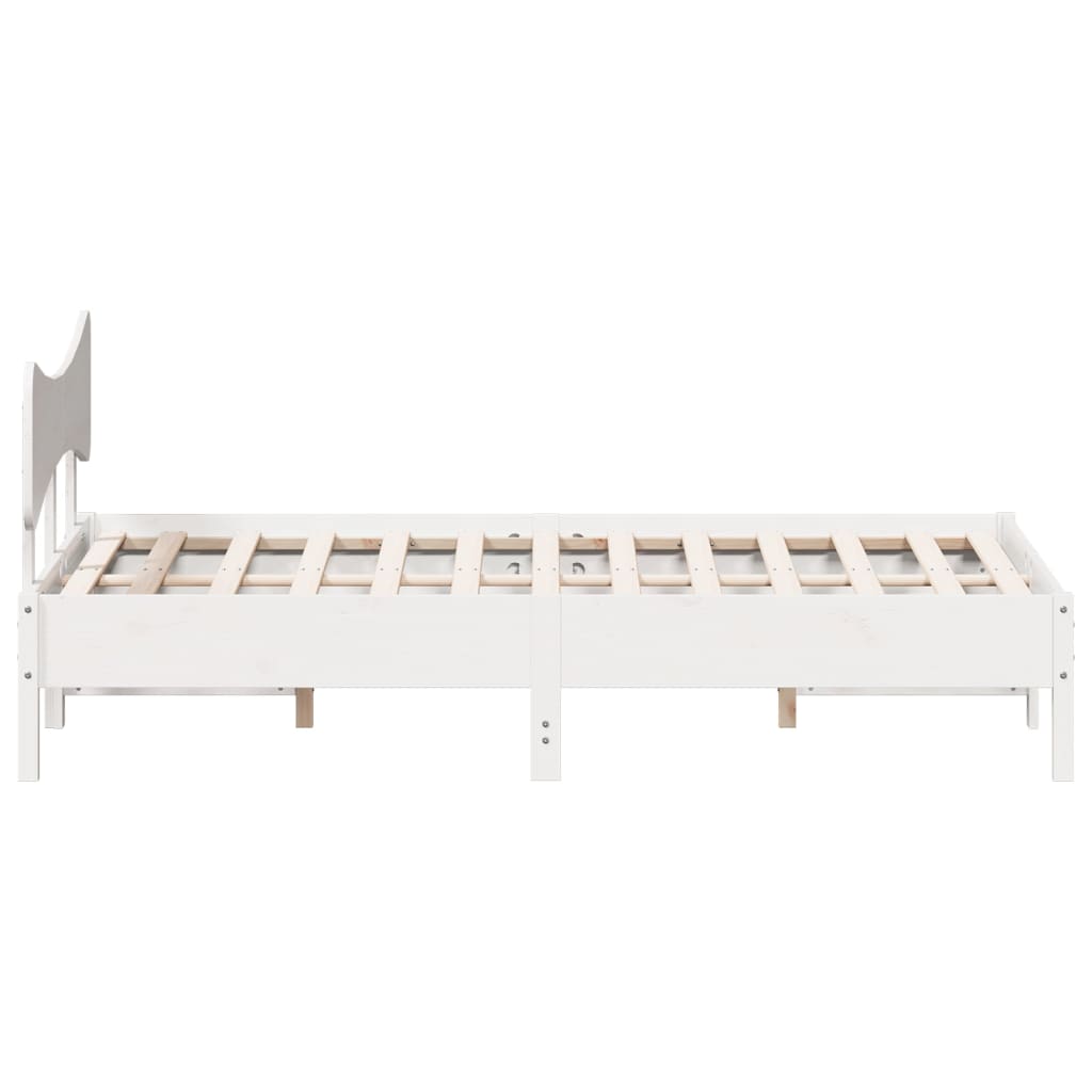 Cadre de lit sans matelas blanc 150x200 cm bois de pin massif - XIOS