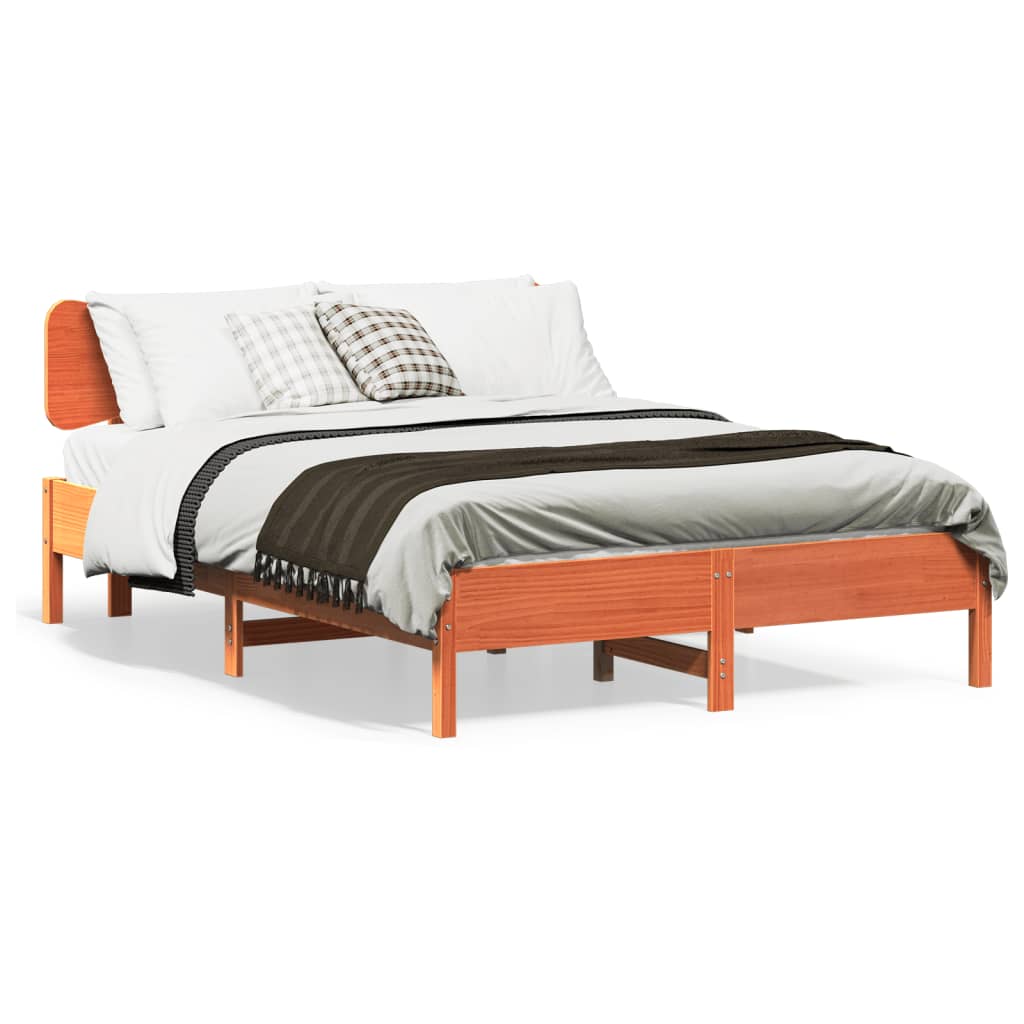 Cadre de lit sans matelas cire marron 150x200cm bois pin massif - XIOS