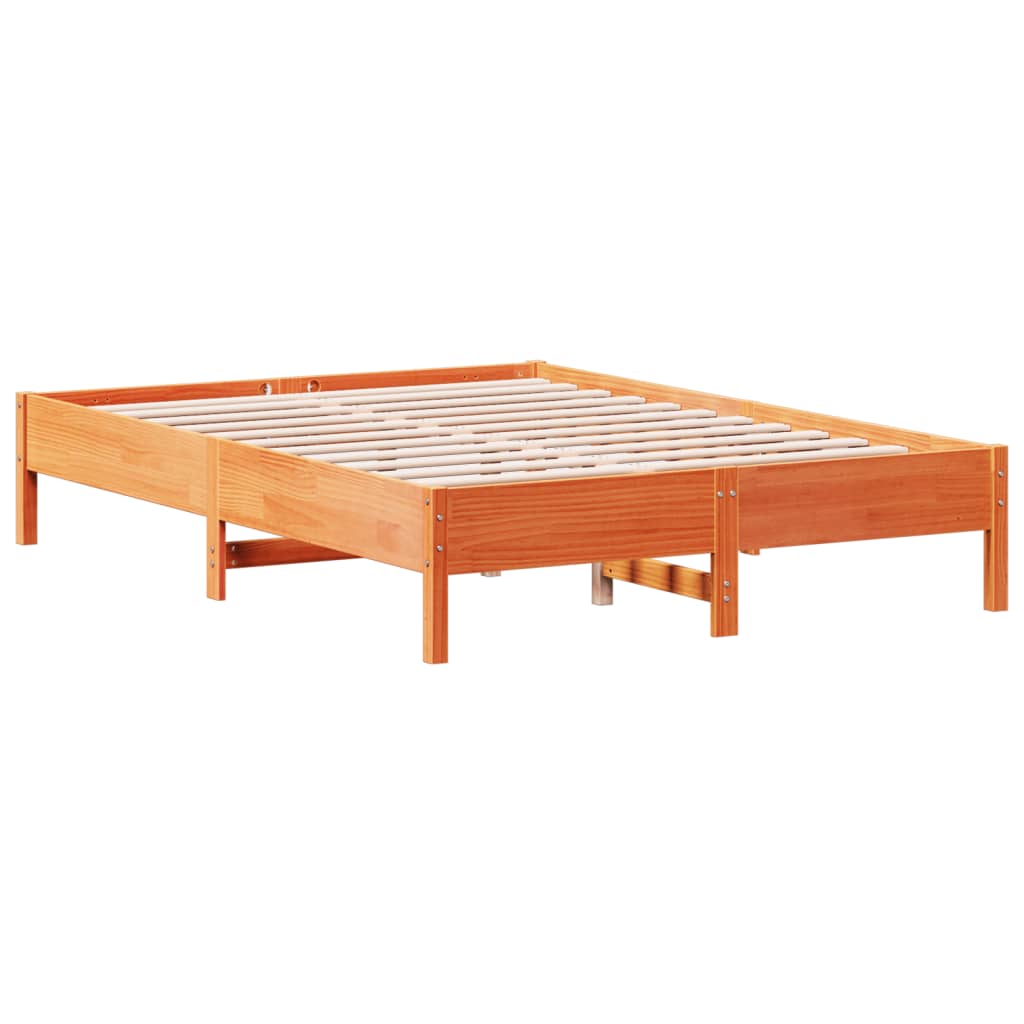 Cadre de lit sans matelas cire marron 150x200cm bois pin massif - XIOS