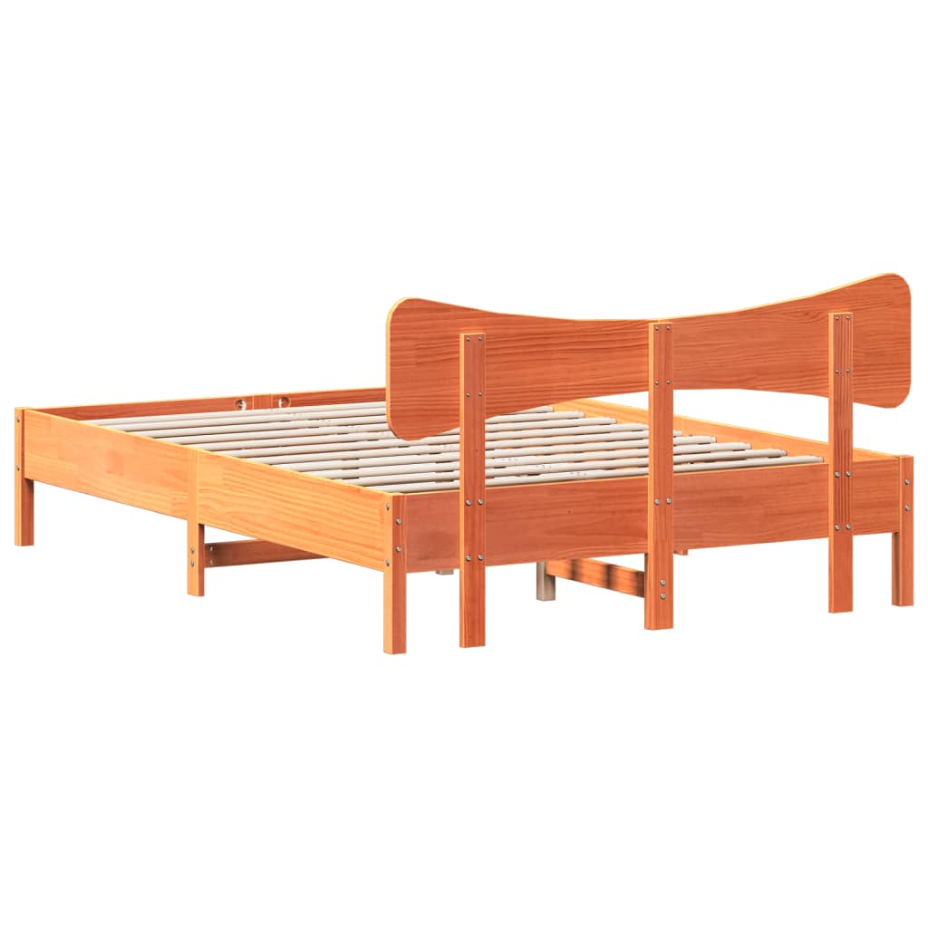 Cadre de lit sans matelas cire marron 150x200cm bois pin massif - XIOS