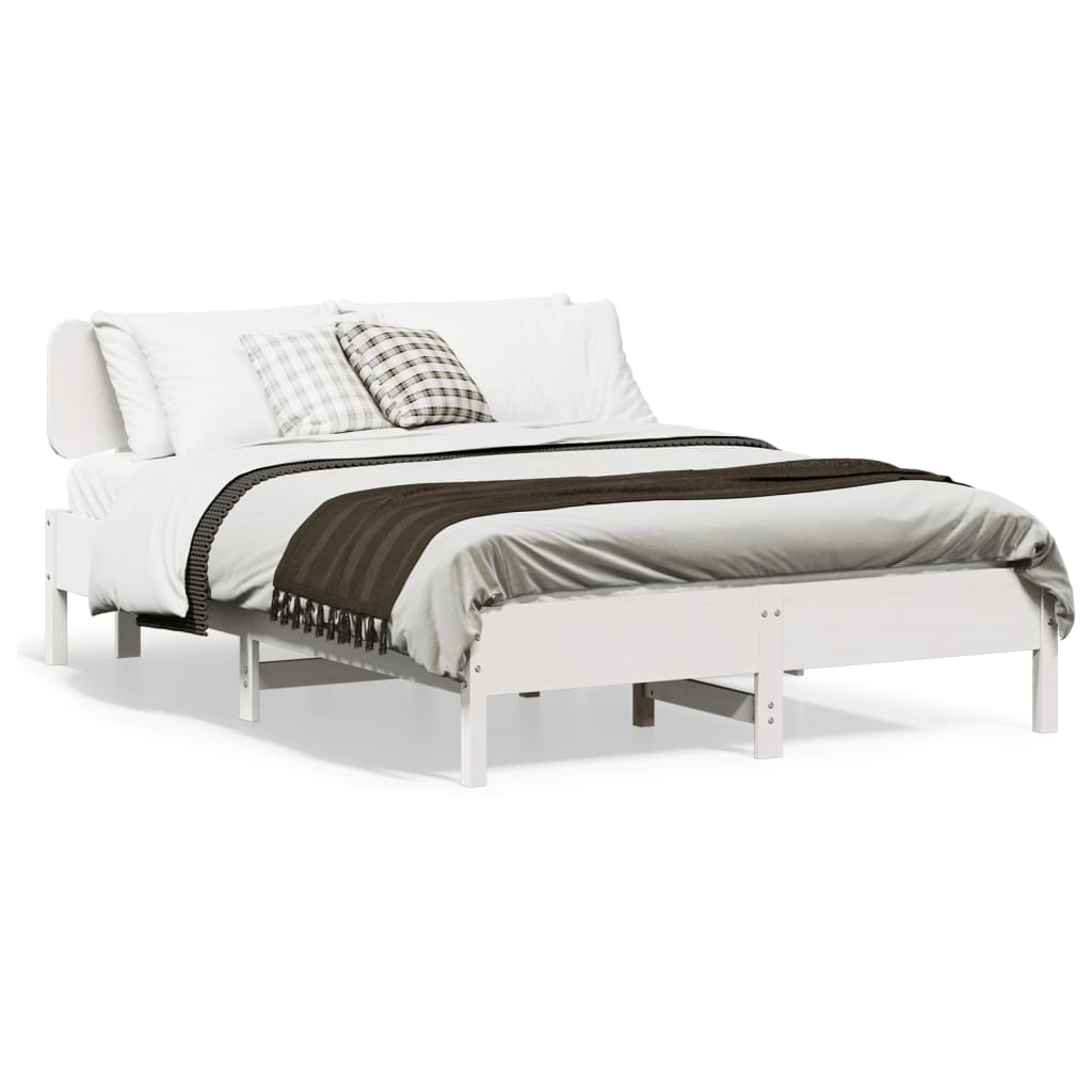 Cadre de lit sans matelas blanc 140x200 cm bois de pin massif - XIOS