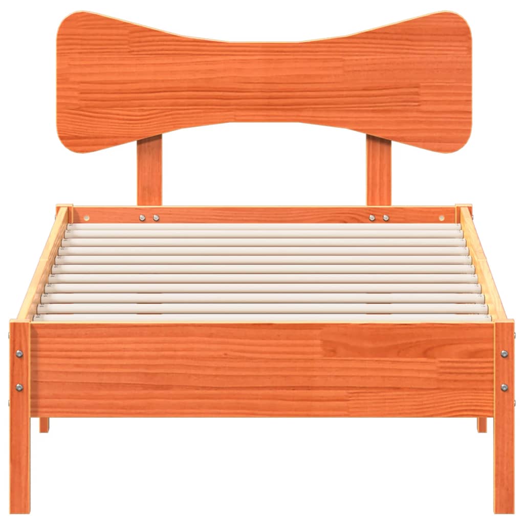 Cadre de lit sans matelas cire marron 100x200cm bois pin massif - XIOS