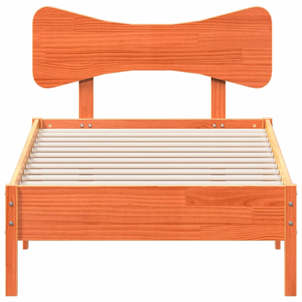 Cadre de lit sans matelas cire marron 90x200 cm bois pin massif - XIOS
