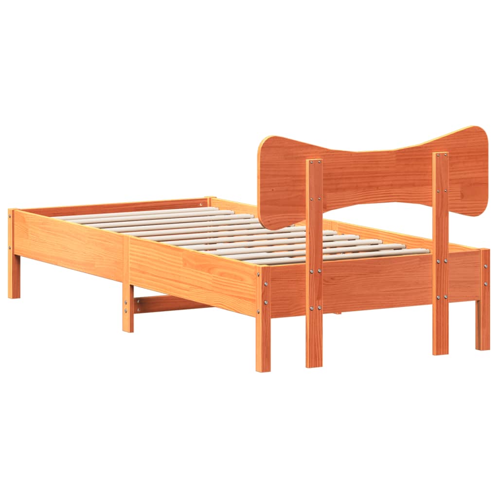 Cadre de lit sans matelas cire marron 90x200 cm bois pin massif - XIOS