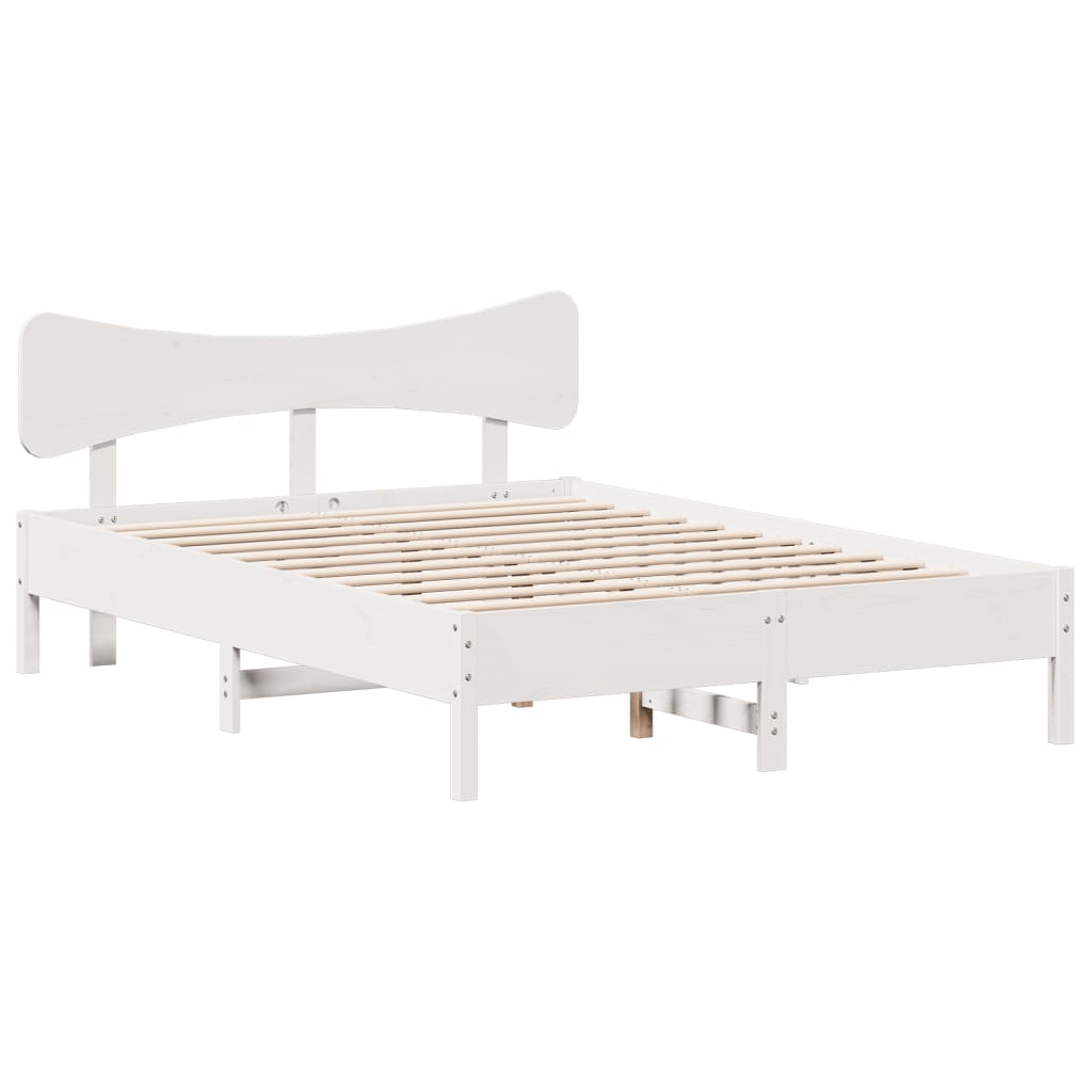 Cadre de lit sans matelas blanc 135x190 cm bois de pin massif - XIOS