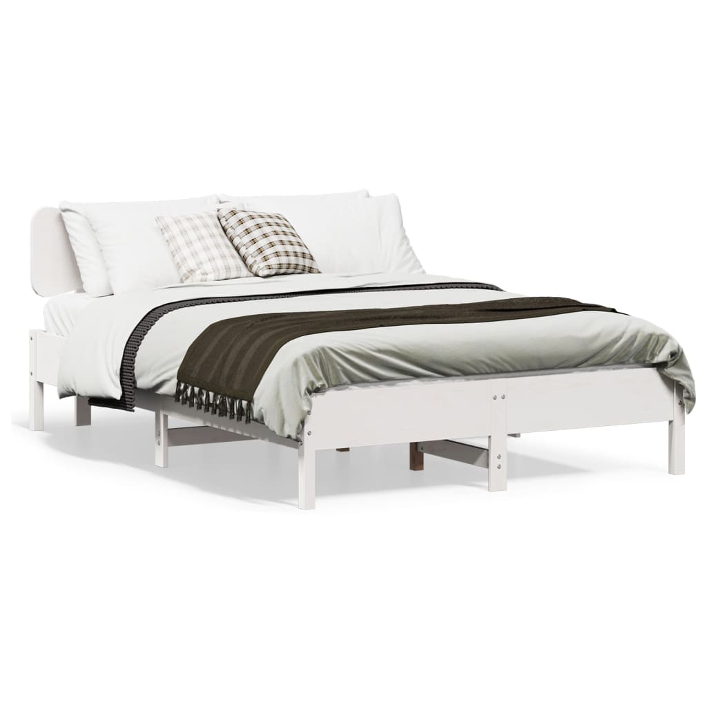 Cadre de lit sans matelas blanc 135x190 cm bois de pin massif - XIOS