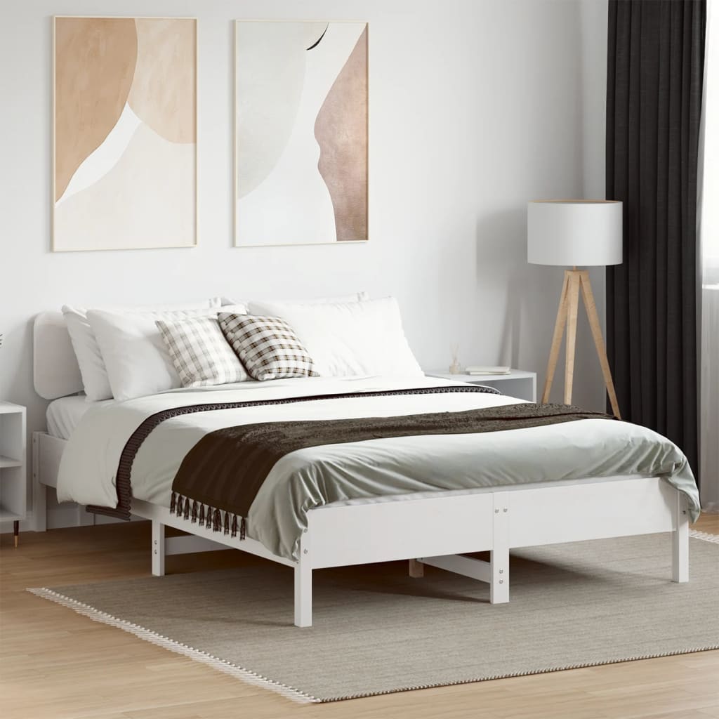 Cadre de lit sans matelas blanc 120x190 cm bois de pin massif - XIOS