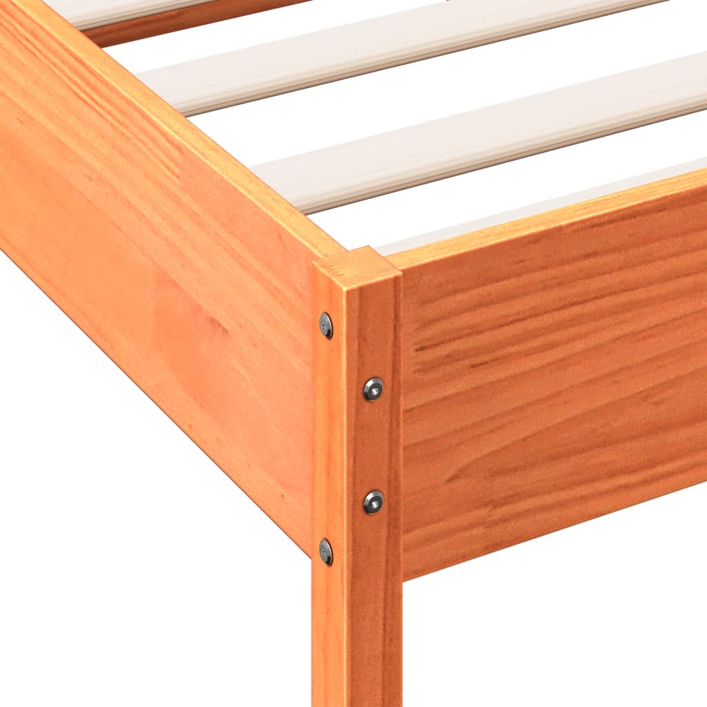 Cadre de lit sans matelas cire marron 120x190cm bois pin massif - XIOS