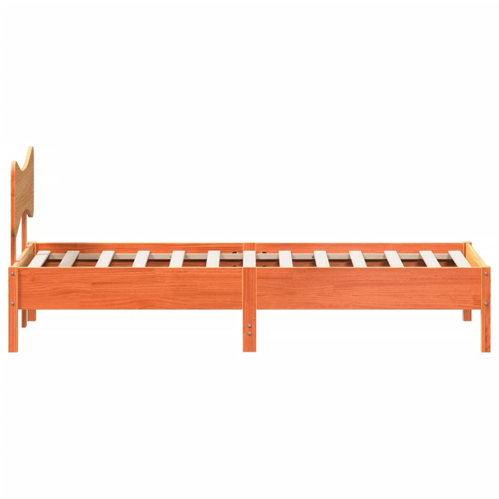 Cadre de lit sans matelas cire marron 90x190 cm bois pin massif - XIOS