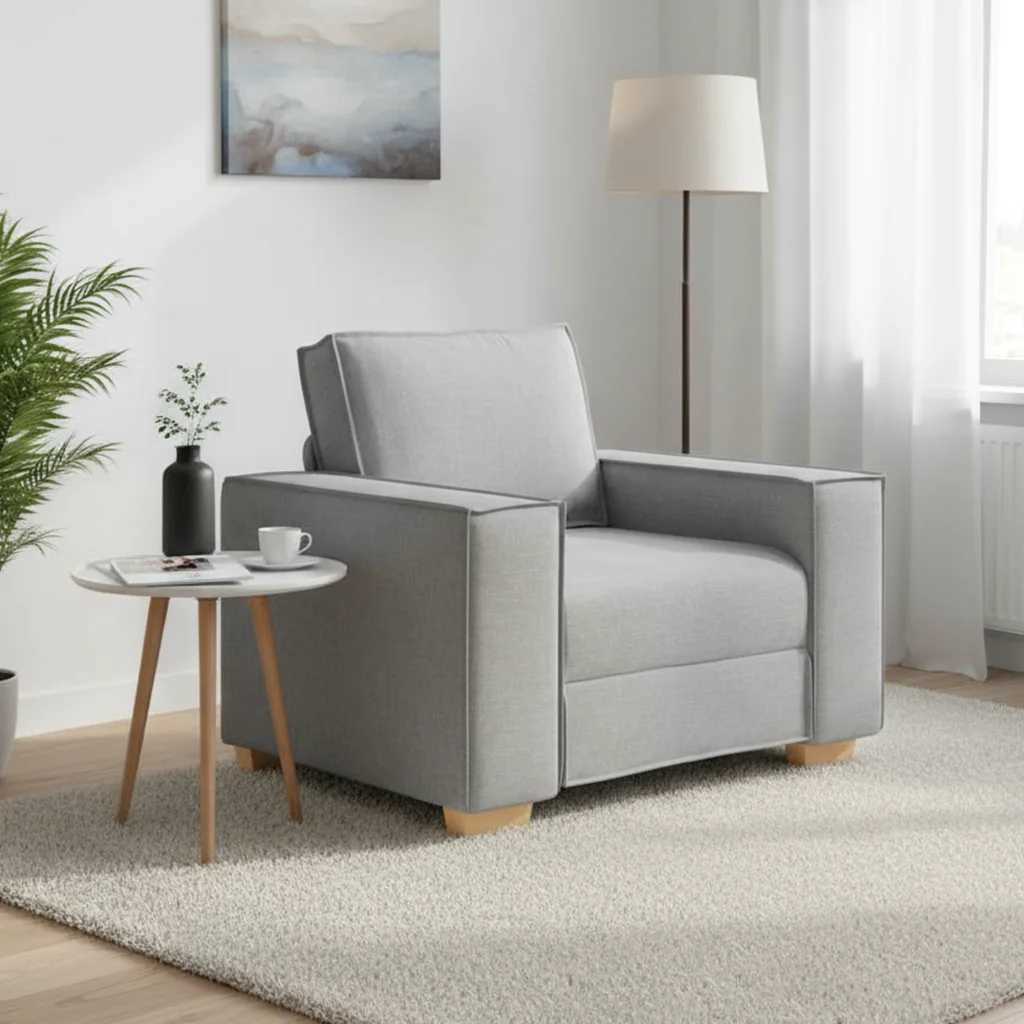 Canapé Fauteuil Gris Nuage 100x78x84 cm Tissu - XIOS