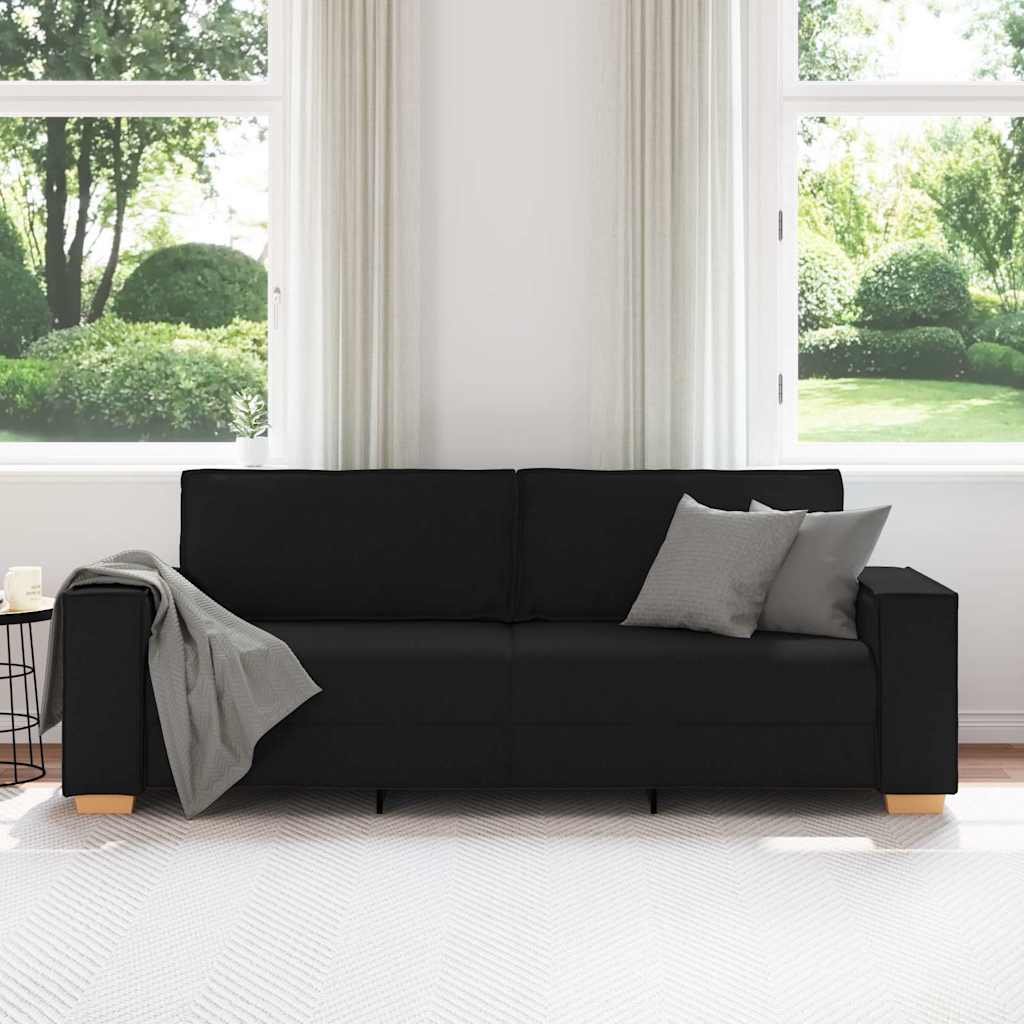 Canapé 3 places Noir 220x78x84 cm Tissu