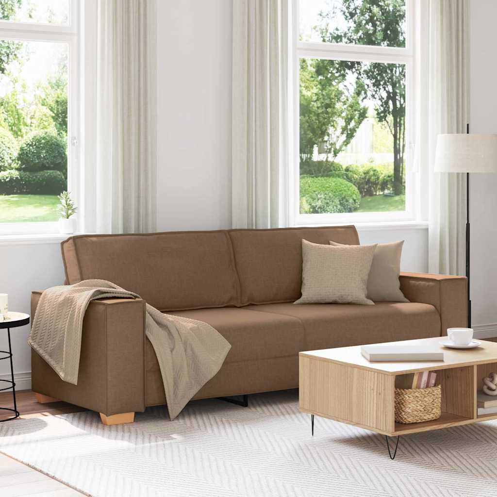 Sofa 3 places Marron 220 cm tissu