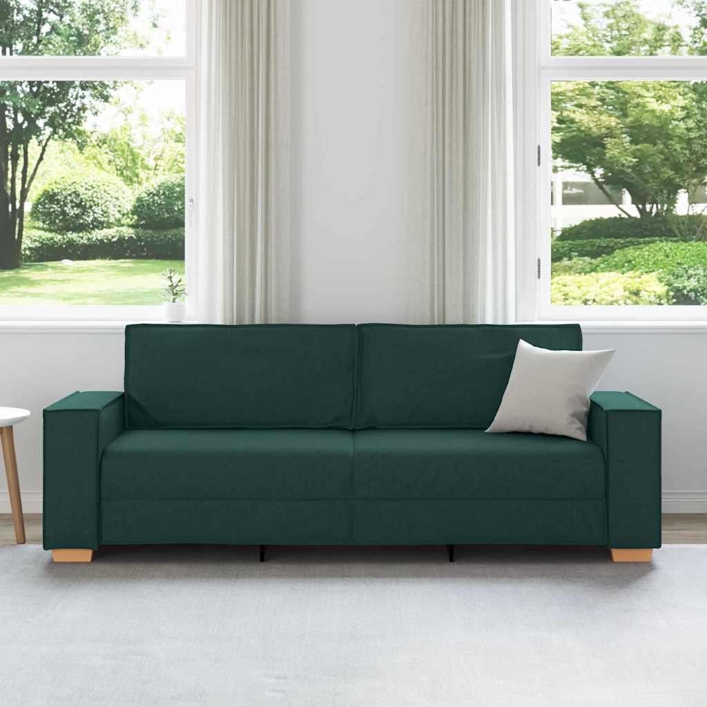 Sofa 3 places avec coussin Vert foncé 220 x 78 x 84 cm tissu - XIOS