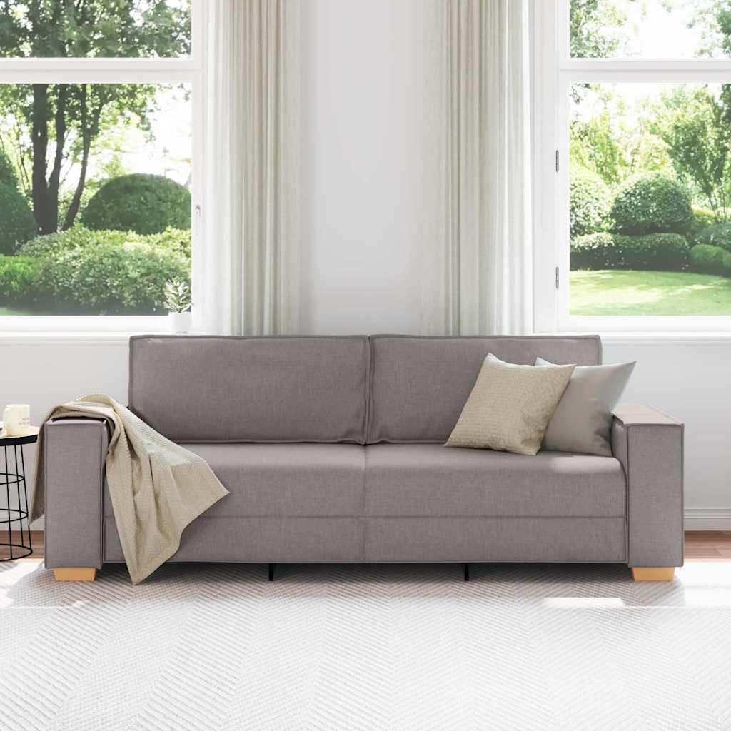 Sofa 3 places Taupe 220 cm tissu