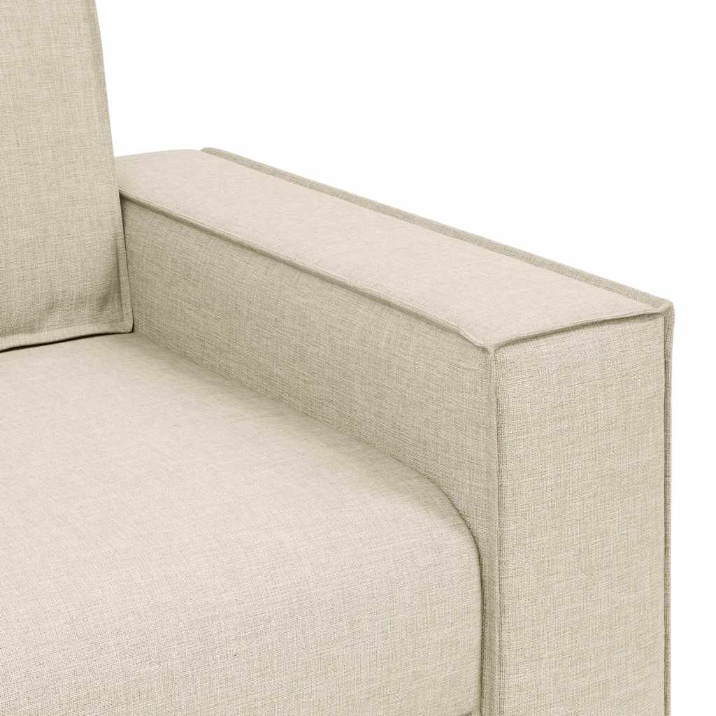 Sofa 3 places Beige 220 cm Tissu en lin mélangé