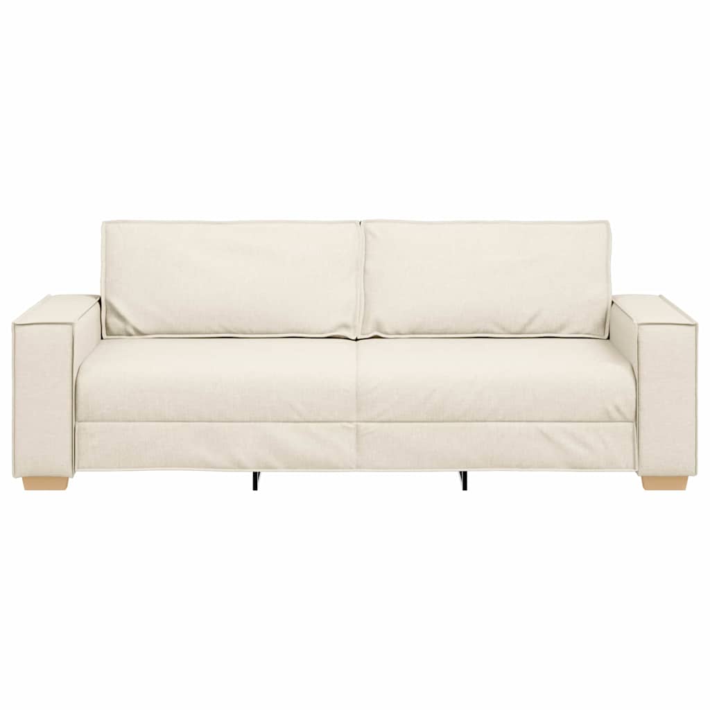 Sofa 3 places Beige 220 cm Tissu en lin mélangé