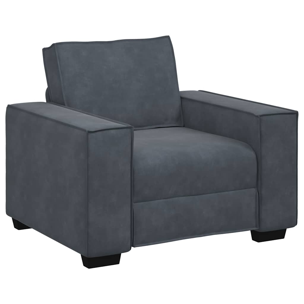 Fauteuil gris foncé 60 cm velours - XIOS