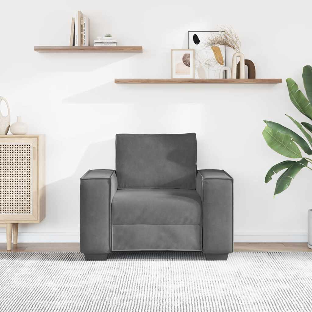 Fauteuil gris foncé 60 cm velours - XIOS