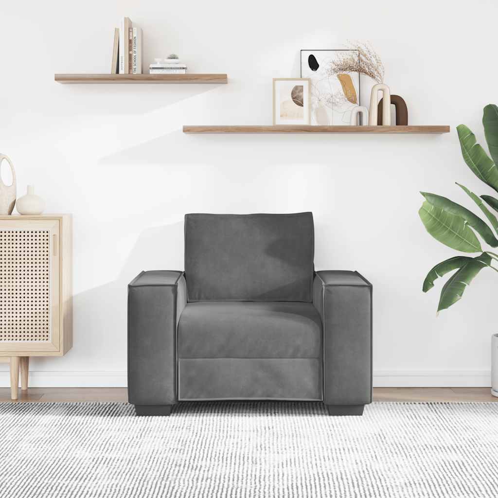 Fauteuil gris foncé 100x78x84 cm velours