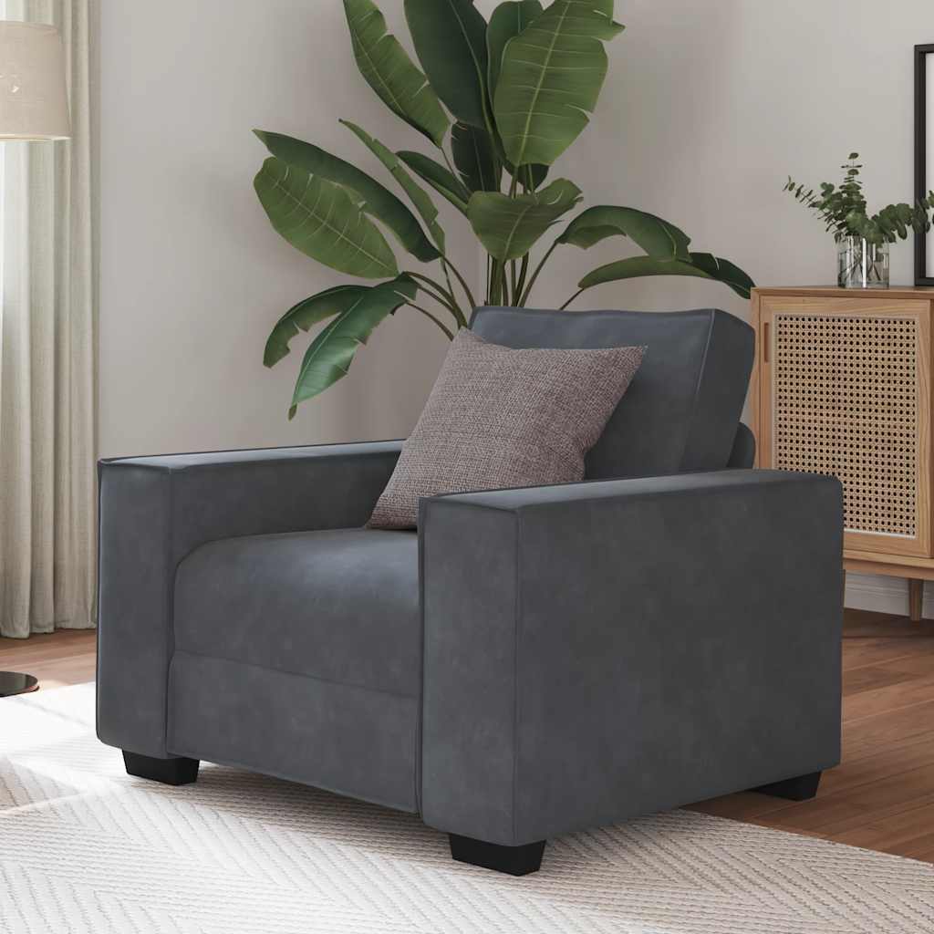 Fauteuil gris foncé 60 cm velours - XIOS