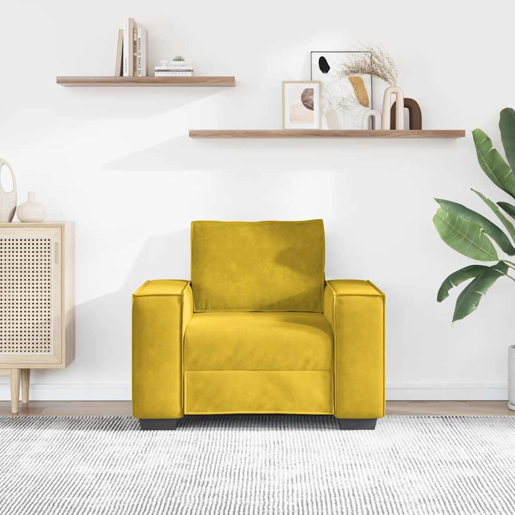 Fauteuil canapé jaune 100x78x84 cm velours - XIOS
