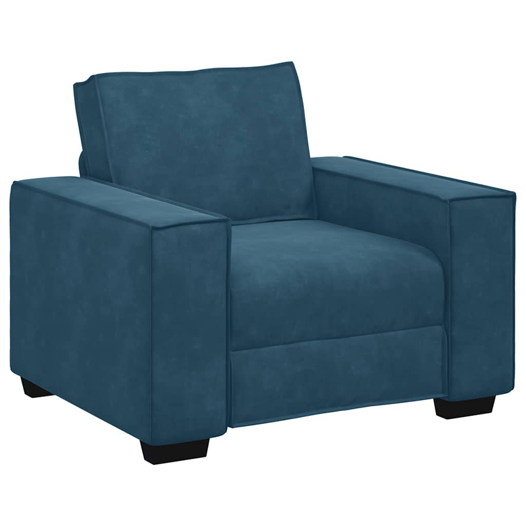 Fauteuil canapé bleu 100x78x84 cm velours - XIOS