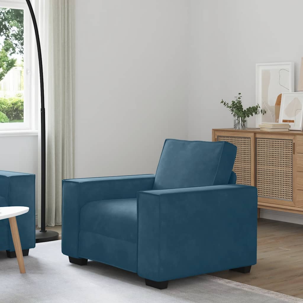 Fauteuil canapé bleu 100x78x84 cm velours - XIOS