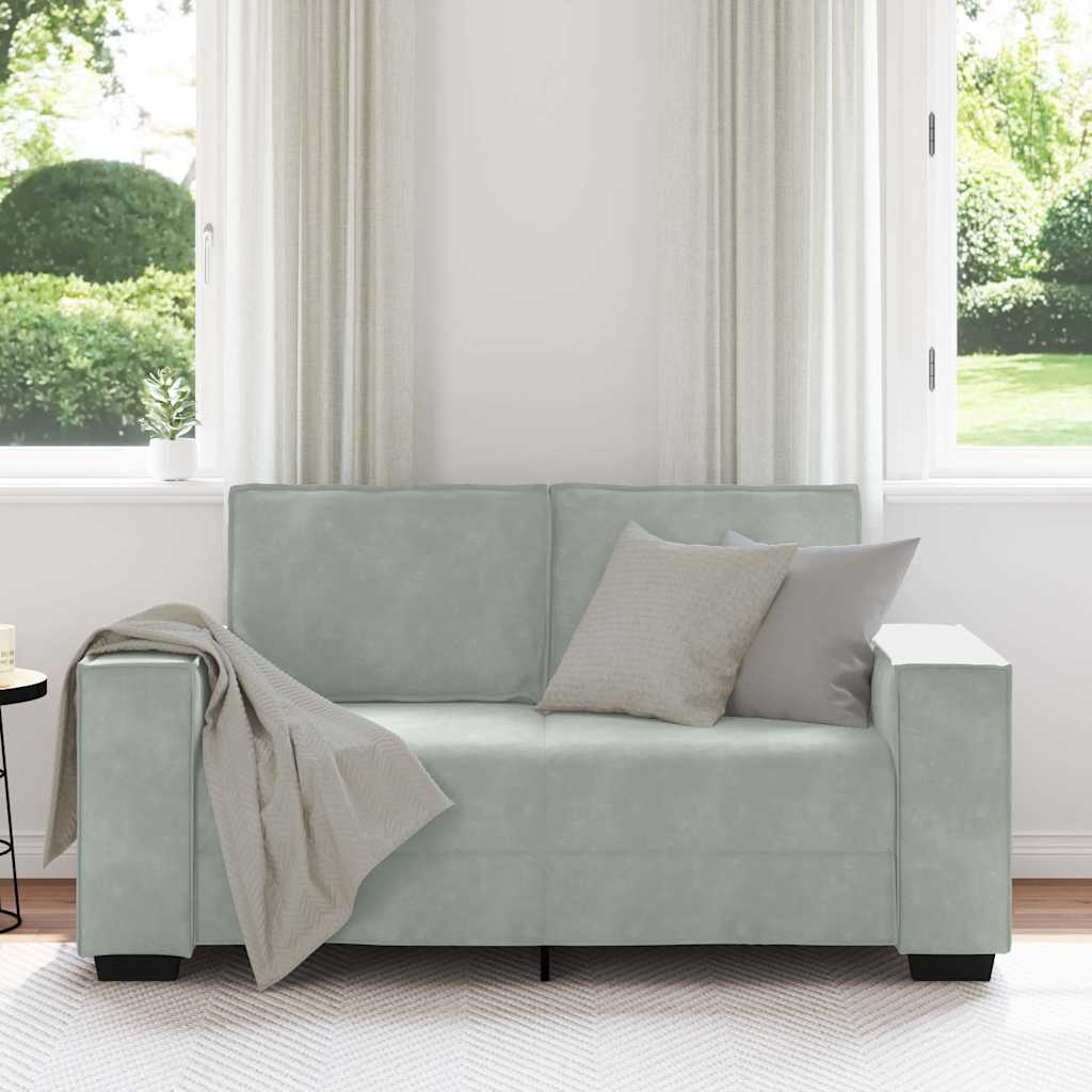 Canapé à 2 places Gris clair 120 cm Velours - XIOS