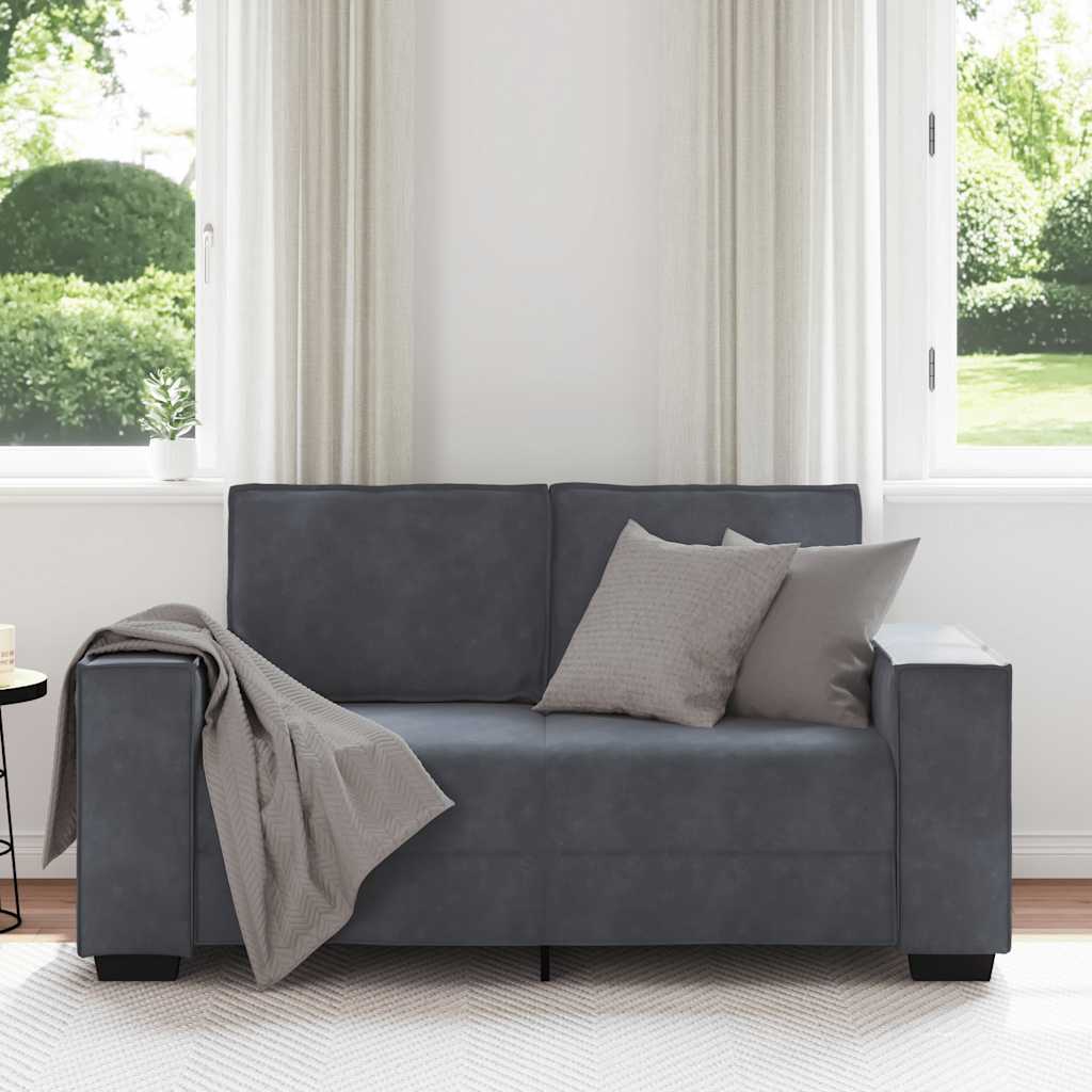 Canapé à 2 places Gris foncé 120 cm Velours - XIOS