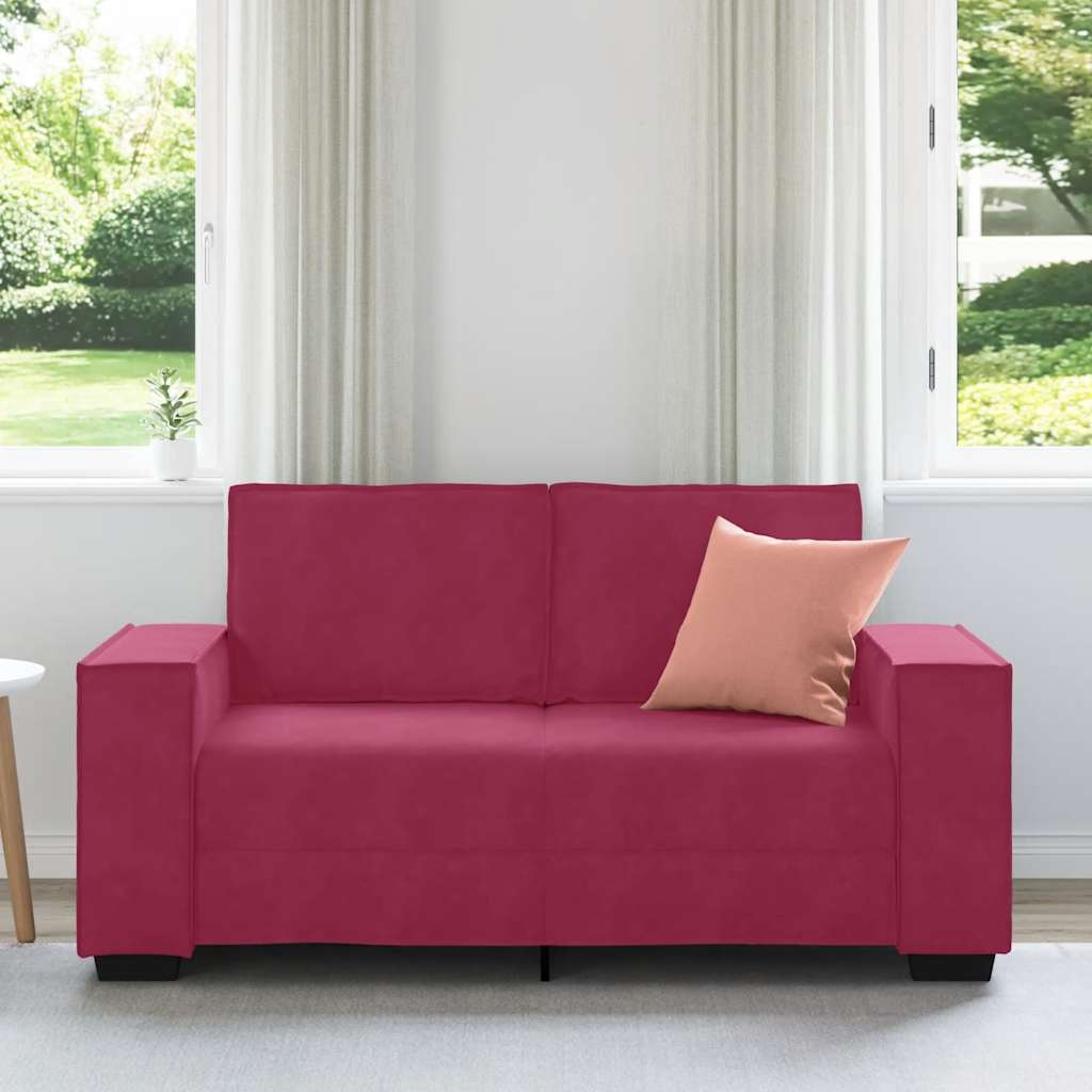 Canapé à 2 places Rouge bordeaux 120 cm Velours - XIOS