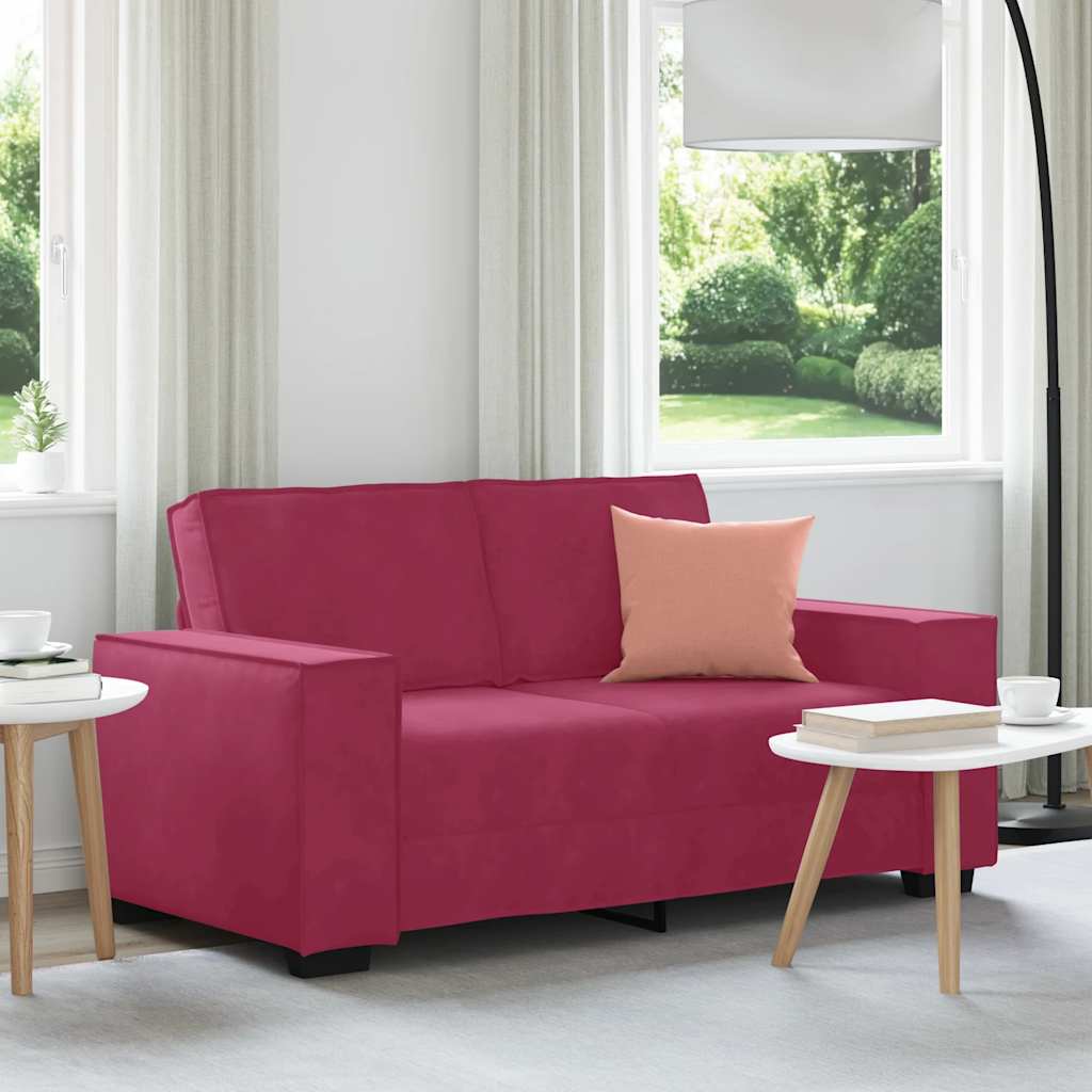 Canapé à 2 places Rouge bordeaux 120 cm Velours - XIOS