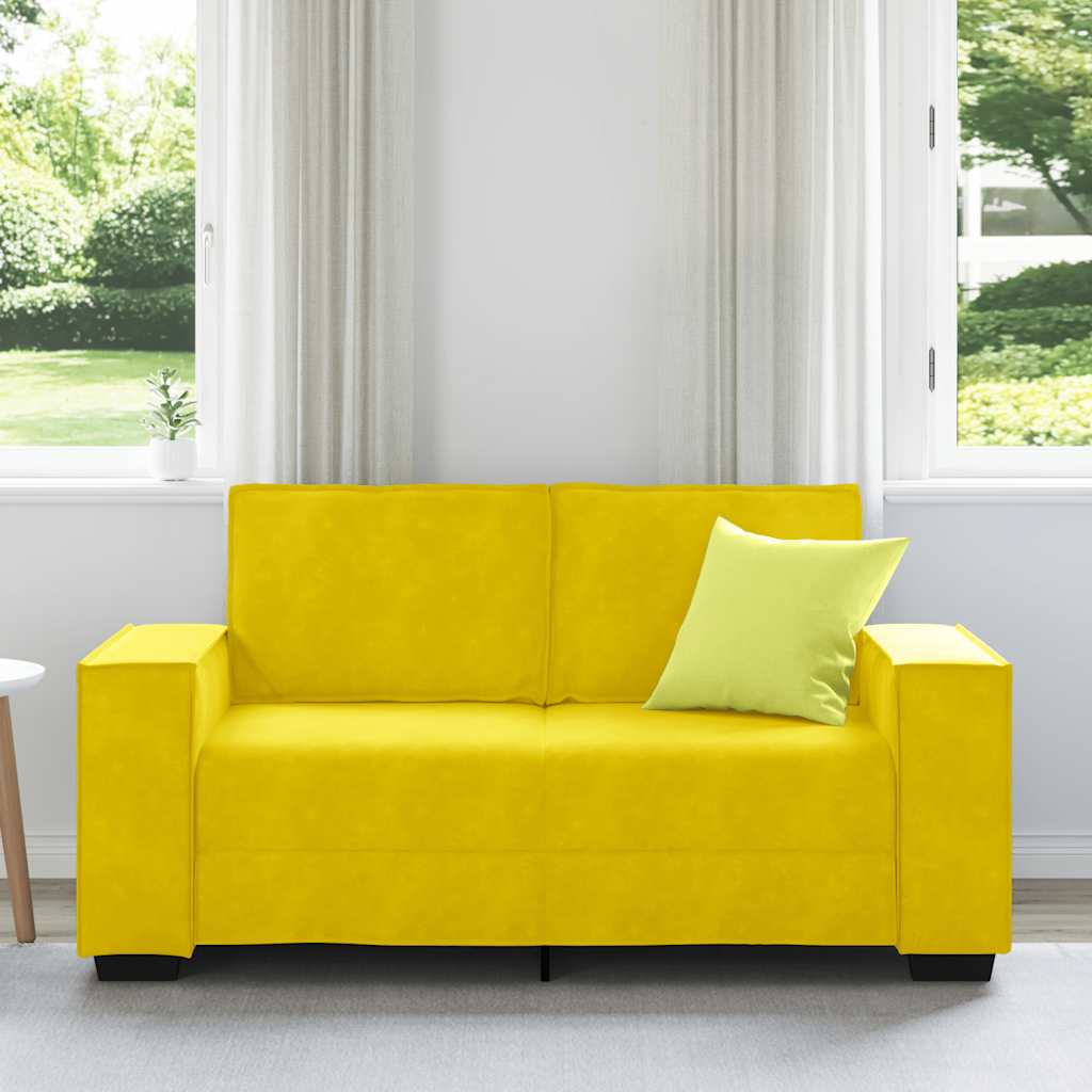 Canapé à 2 places Jaune 120 cm Velours - XIOS