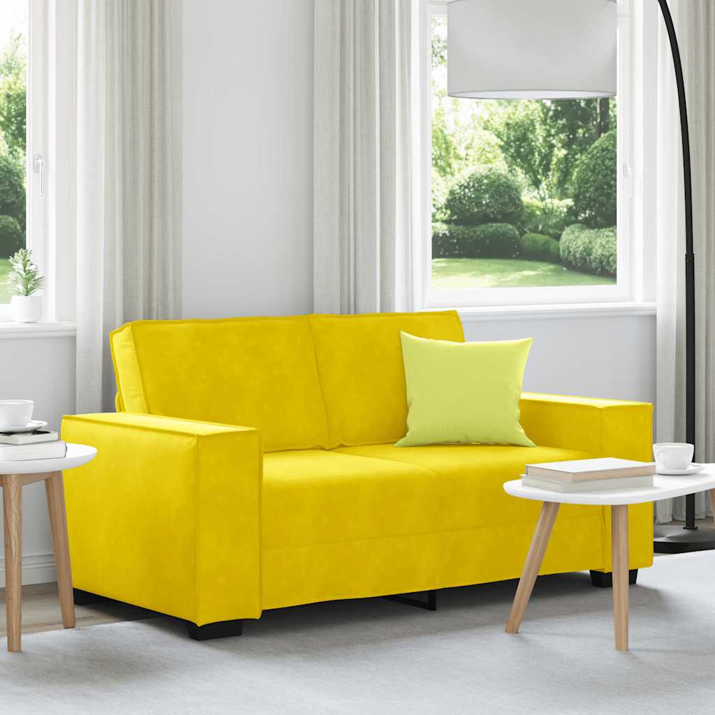 Canapé à 2 places Jaune 120 cm Velours - XIOS