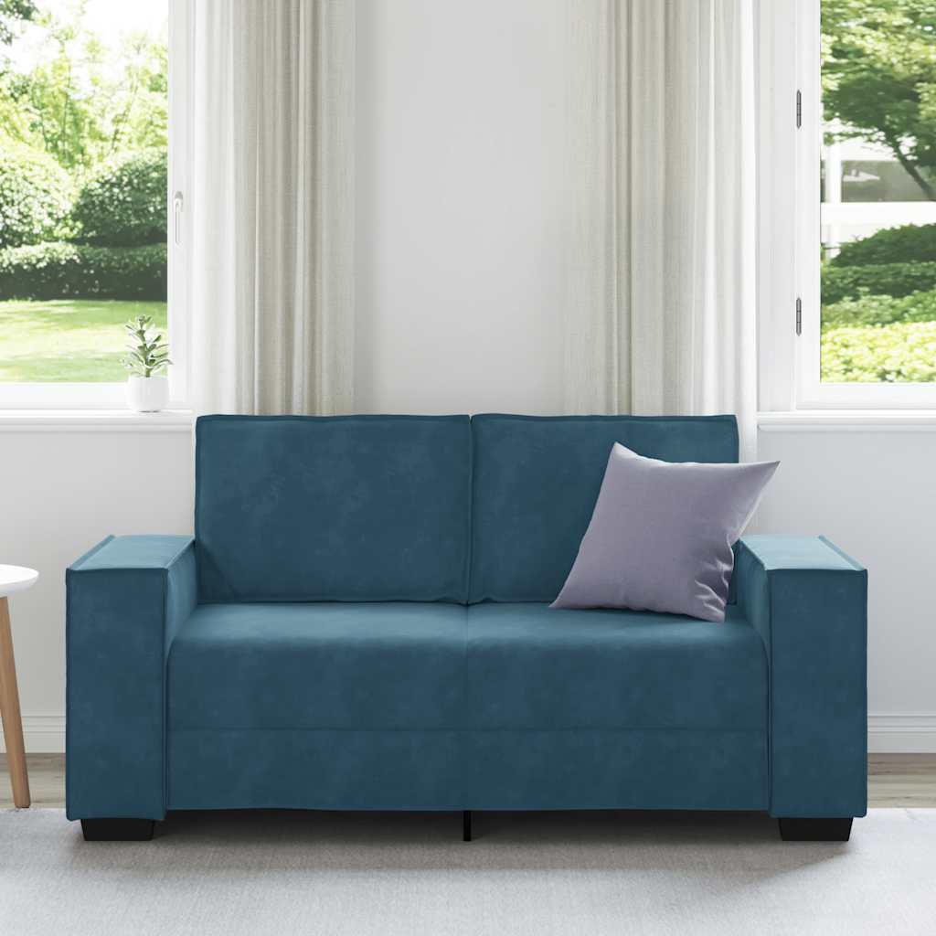 Canapé à 2 places Bleu 160x78x84 cm Velours