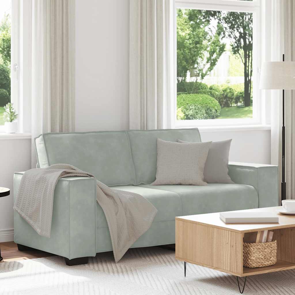 Canapé 2 places gris clair 180 x 78 x 84 cm velours