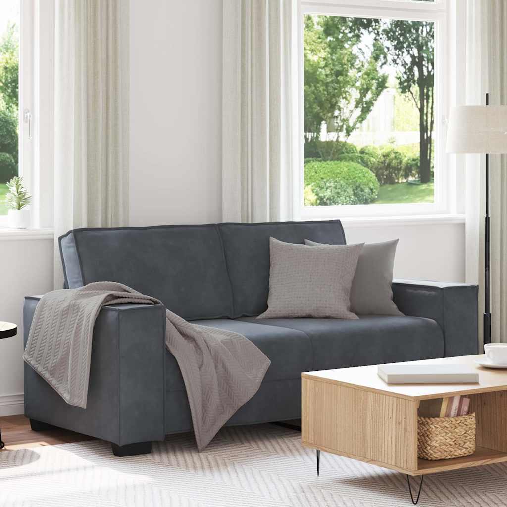 Canapé 2 places gris foncé 180 x 78 x 84 cm velours - XIOS