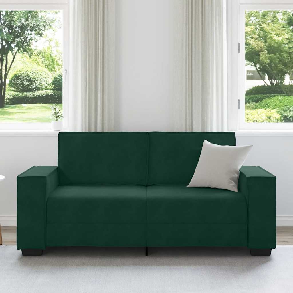 Canapé 2 places vert foncé 180 x 78 x 84 cm velours - XIOS