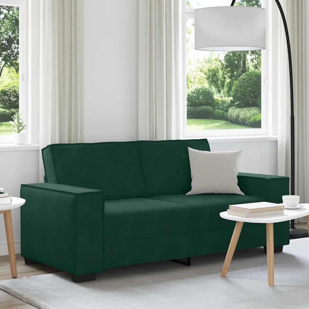Canapé 2 places vert foncé 180 x 78 x 84 cm velours - XIOS