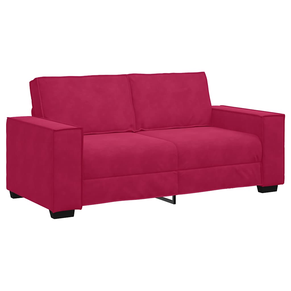 Canapé 2 places rouge bordeaux 180 x 78 x 84 cm velours