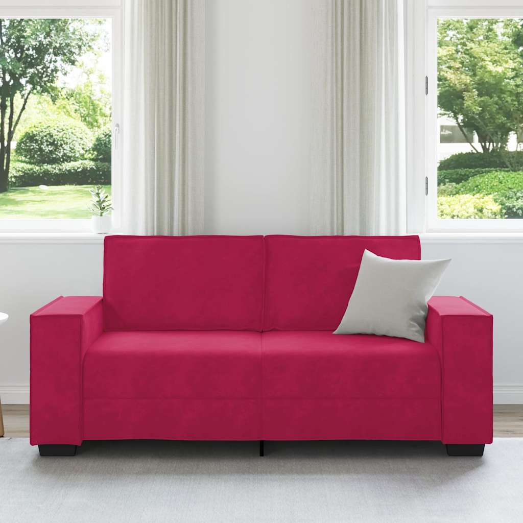 Canapé 2 places rouge bordeaux 180 x 78 x 84 cm velours