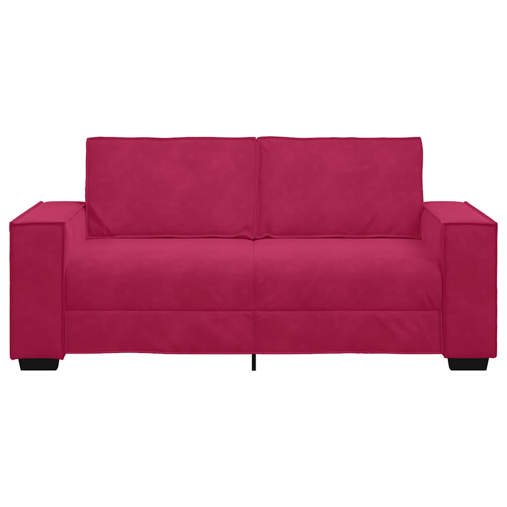 Canapé 2 places rouge bordeaux 180 x 78 x 84 cm velours