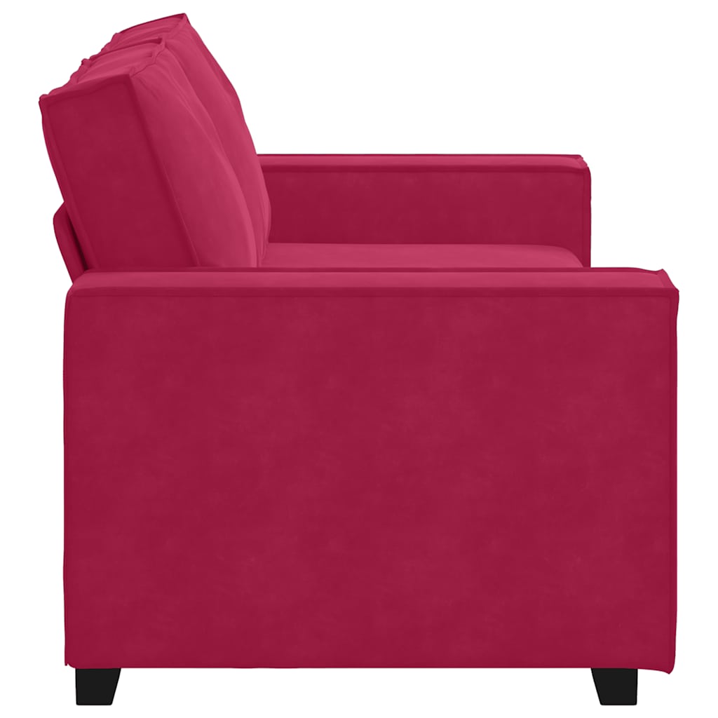 Canapé 2 places rouge bordeaux 180 x 78 x 84 cm velours