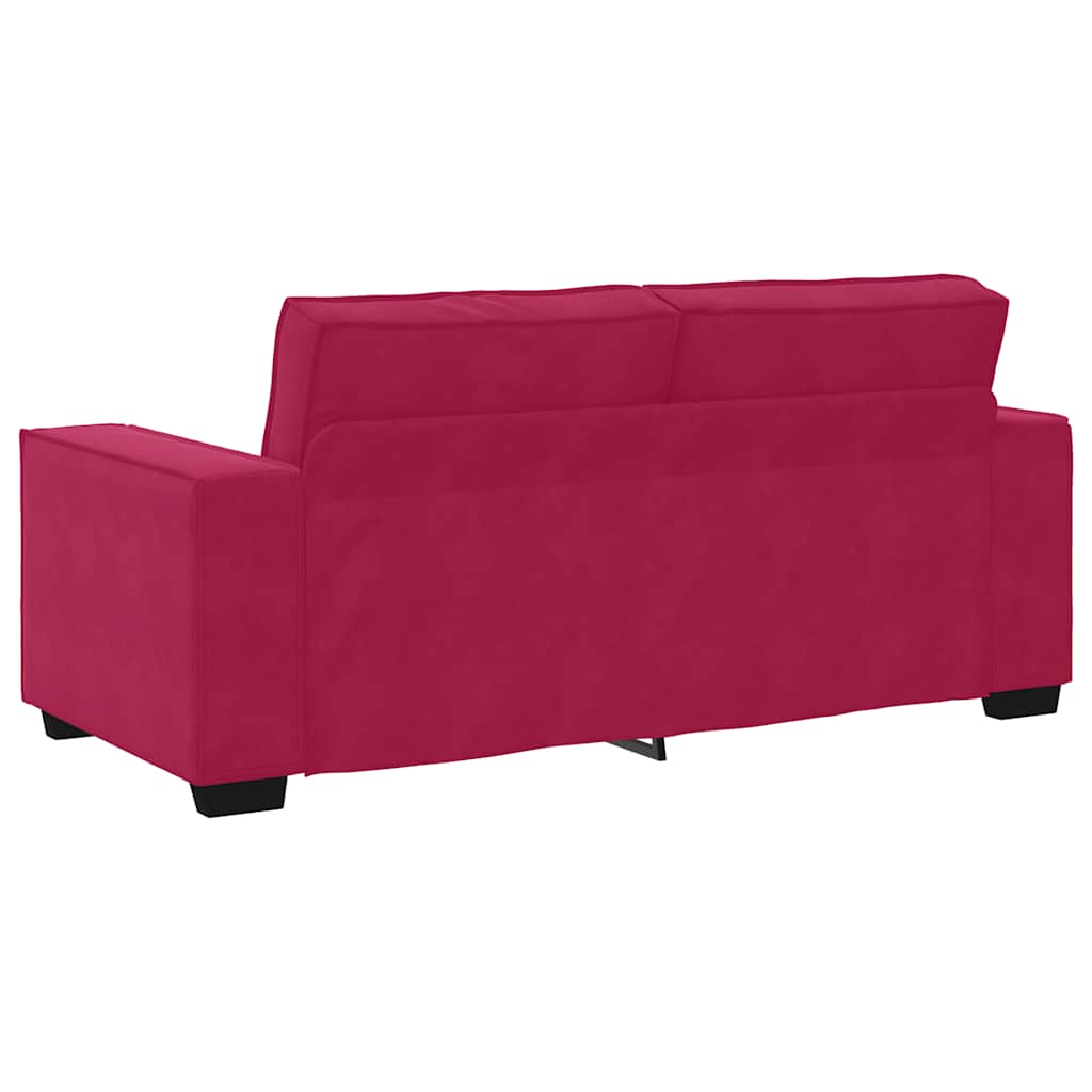 Canapé 2 places rouge bordeaux 180 x 78 x 84 cm velours