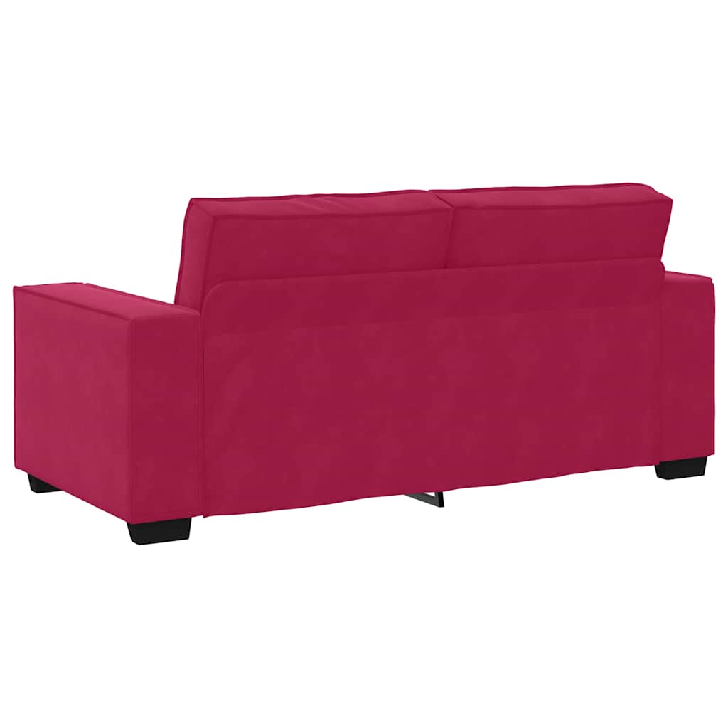 Canapé 2 places rouge bordeaux 180 x 78 x 84 cm velours - XIOS