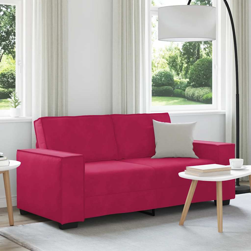 Canapé 2 places rouge bordeaux 180 x 78 x 84 cm velours