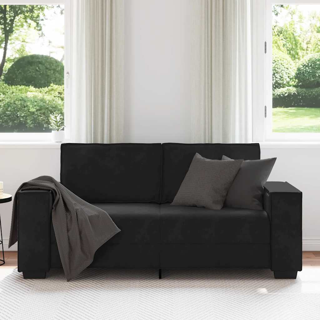 Canapé 2 places velours noir 180 x 78 x 84 cm - XIOS