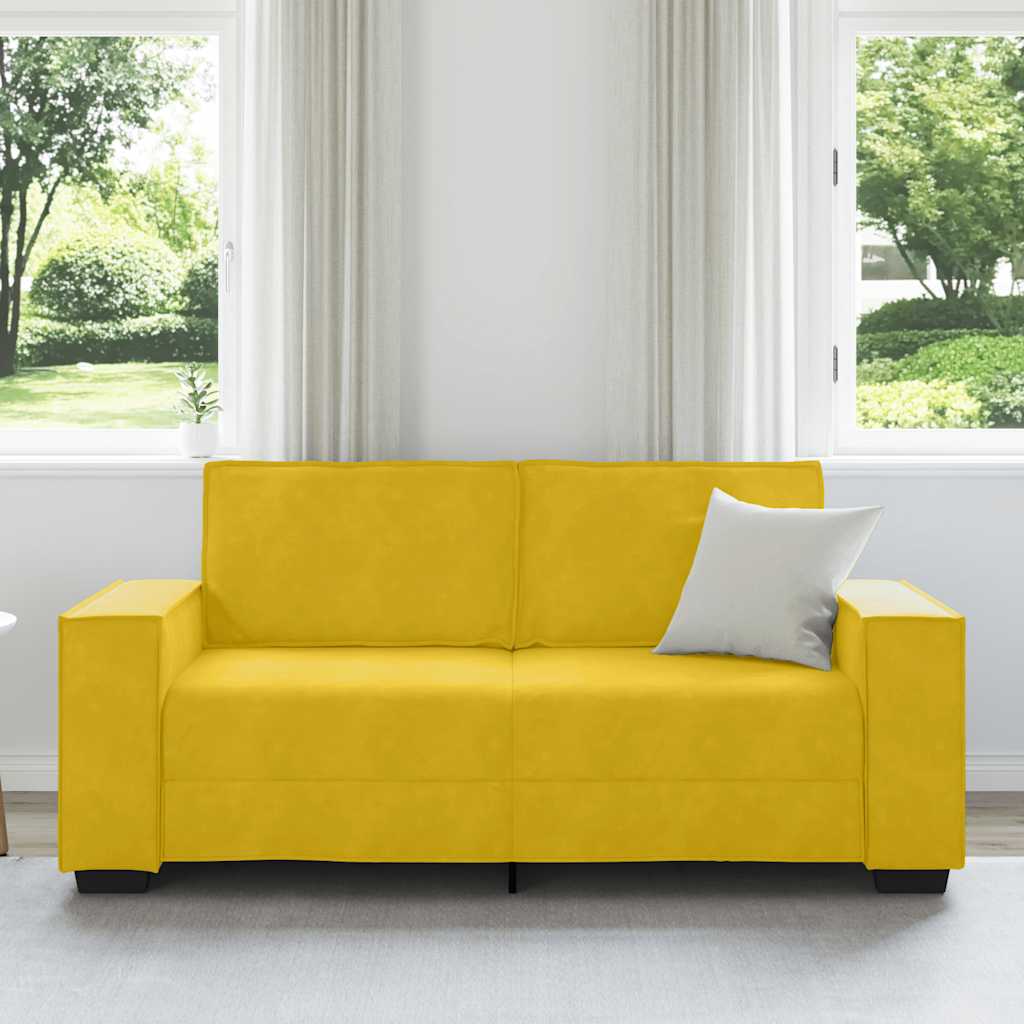 Canapé 2 places jaune velours 180 x 78 x 84 cm